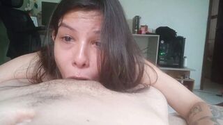 She gets her pussy wet with fingers and then stick a cock in it