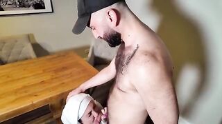 A young and pretty girl got fucked by two muscular men