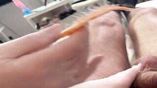 A hot Russian girl waxes her guy’s cock in a steamy homemade vid