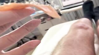 A hot Russian girl waxes her guy’s cock in a steamy homemade vid