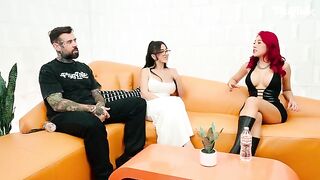 Two girls fucked one after the other by a guy with big dick