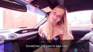 A beautiful girl fell in love and gave a blowjob in the car