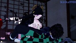 Daki gets fucked by Tanjiro in a Japanese room
