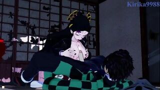 Daki gets fucked by Tanjiro in a Japanese room