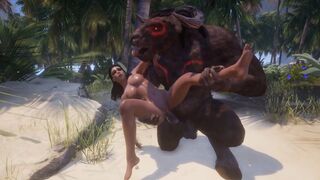 Big-boobed girl gets her pussy smashed by two monster cocks in 3D