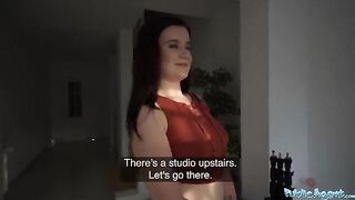 Photography studio hook-up with cute teen Little Eliss for cash, a daring Public Agent stunt
