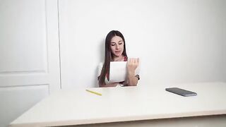 A student got a dick in her wet pussy for her poor mark