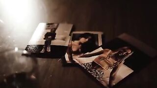 Hot brunette and blonde in a dark, passionate threesome scene with intense action