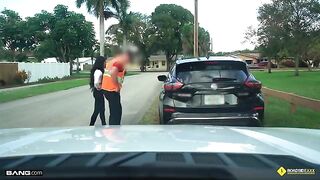 A busty babe got her car repaired by a mechanic, willing to do anything for help